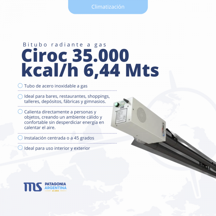Tubo Radiante TRB35 Bitubo 35.000 Kcal/h (G-NAT) 6,4 Mts